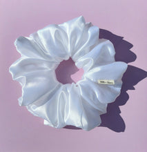 Load image into Gallery viewer, White XL Scrunchie in Satin, Oversized Scrunchies Australia, Bridal Special Occasion Scrunchies
