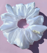 Load image into Gallery viewer, White XL Scrunchie in Satin, Oversized Scrunchies Australia, Bridal Special Occasion Scrunchies
