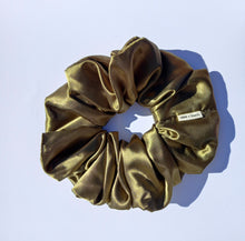 Load image into Gallery viewer, Olive Green XL Scrunchie in Satin, Oversized Scrunchies Australia
