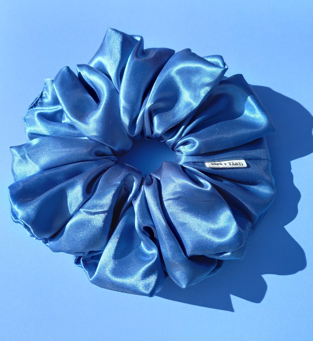 XL Scrunchie in Cornflower Blue Satin, Oversized Scrunchies Australia