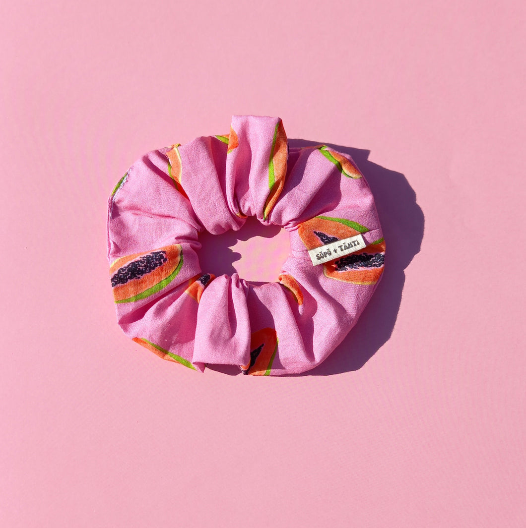 Bright Papaya Scrunchie, Large, Australian Scrunchies Cotton, Pink