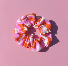 Load image into Gallery viewer, Psychedelic Swirl Brights Scrunchie, Large, Australian Scrunchies Cotton Pink Orange
