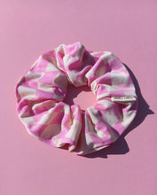 Load image into Gallery viewer, Wavy Pink Checker Scrunchie, Large, Australian Scrunchies, Skate Surf Wear Fashion Checkered
