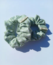 Load image into Gallery viewer, Organic Cotton Floral Scrunchie Large, Australian Scrunchies Cotton, Sage Green
