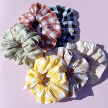 Load image into Gallery viewer, Gingham Scrunchie, Large, Checked Cotton &amp; Linen, Australian Scrunchies
