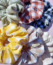 Load image into Gallery viewer, Gingham Scrunchie, Large, Checked Cotton &amp; Linen, Australian Scrunchies
