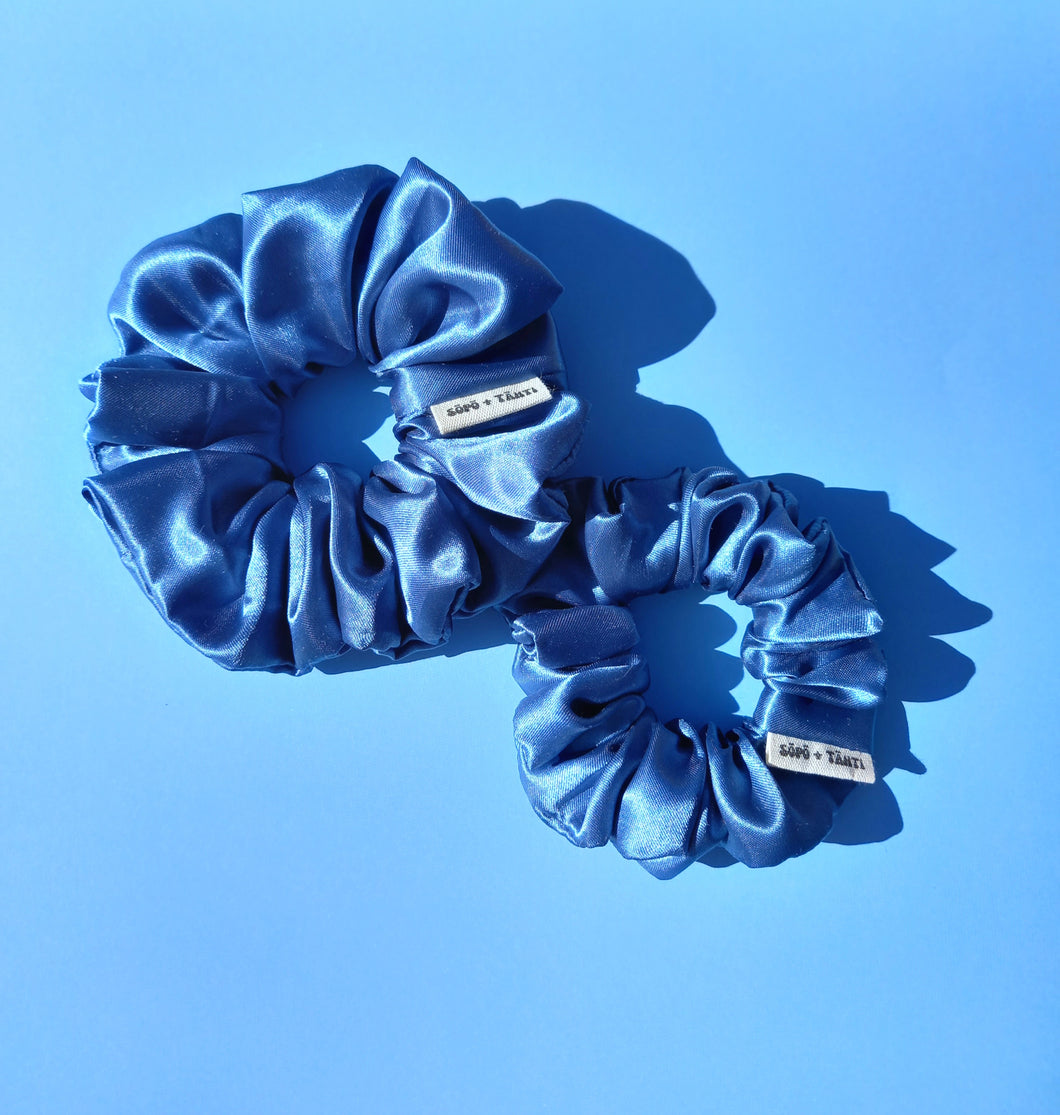 Cornflower Blue Satin Scrunchie Large, Australian Scrunchies Cotton