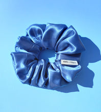 Load image into Gallery viewer, Cornflower Blue Satin Scrunchie Large, Australian Scrunchies Cotton
