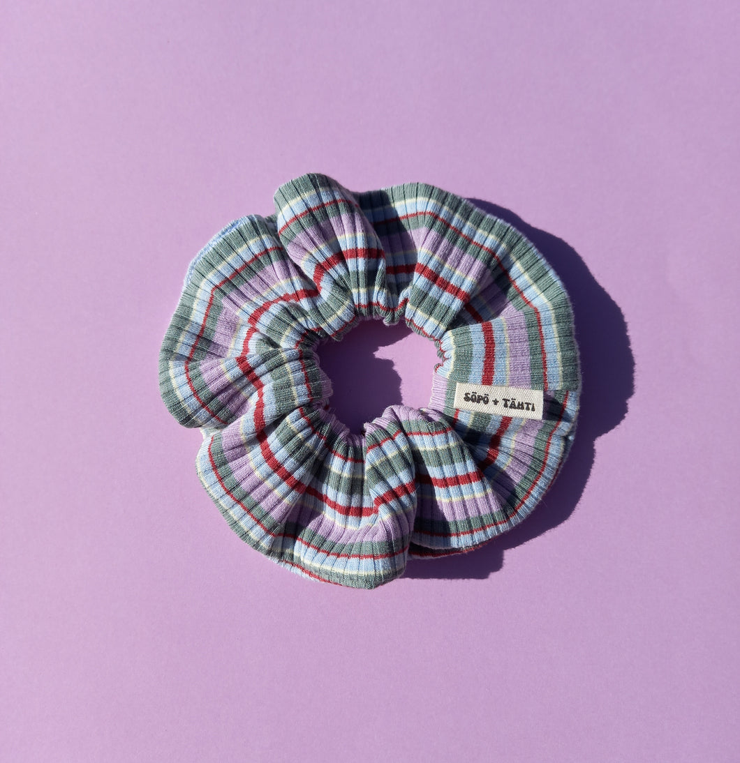 Striped Rib Knit Scrunchie, Large, Retro Purple Australian Scrunchies Cotton,