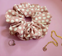 Load image into Gallery viewer, XL Blush + Cream Spotted Scrunchie
