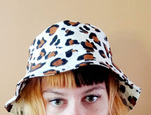 Load image into Gallery viewer, Leopard Print Bucket Hat White Canvas
