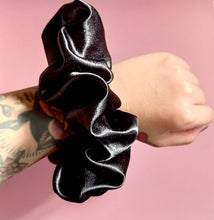 Load image into Gallery viewer, XL Luxe Black Satin Scrunchie
