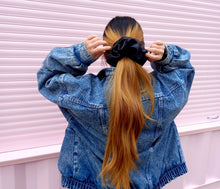 Load image into Gallery viewer, XL Luxe Deep Navy Satin Scrunchie
