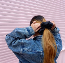 Load image into Gallery viewer, XL Luxe Black Satin Scrunchie
