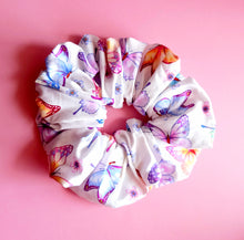 Load image into Gallery viewer, XL White Multicolour Butterfly Scrunchie
