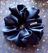 Load image into Gallery viewer, XL Luxe Deep Navy Satin Scrunchie
