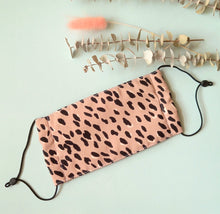 Load image into Gallery viewer, Reusable Fabric Mask / Nude Leopard Animal Print with Filter Pocket, Adjustable Straps

