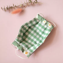 Load image into Gallery viewer, Reusable Fabric Mask / Daisy Floral Print with Filter Pocket, Adjustable Straps
