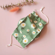 Load image into Gallery viewer, Reusable Fabric Mask / Daisy Floral Print with Filter Pocket, Adjustable Straps
