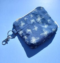 Load image into Gallery viewer, Denim Butterfly Keychain Zipper Pouch, Coin Purse, Accessory Wallet / by Söpö + Tähti
