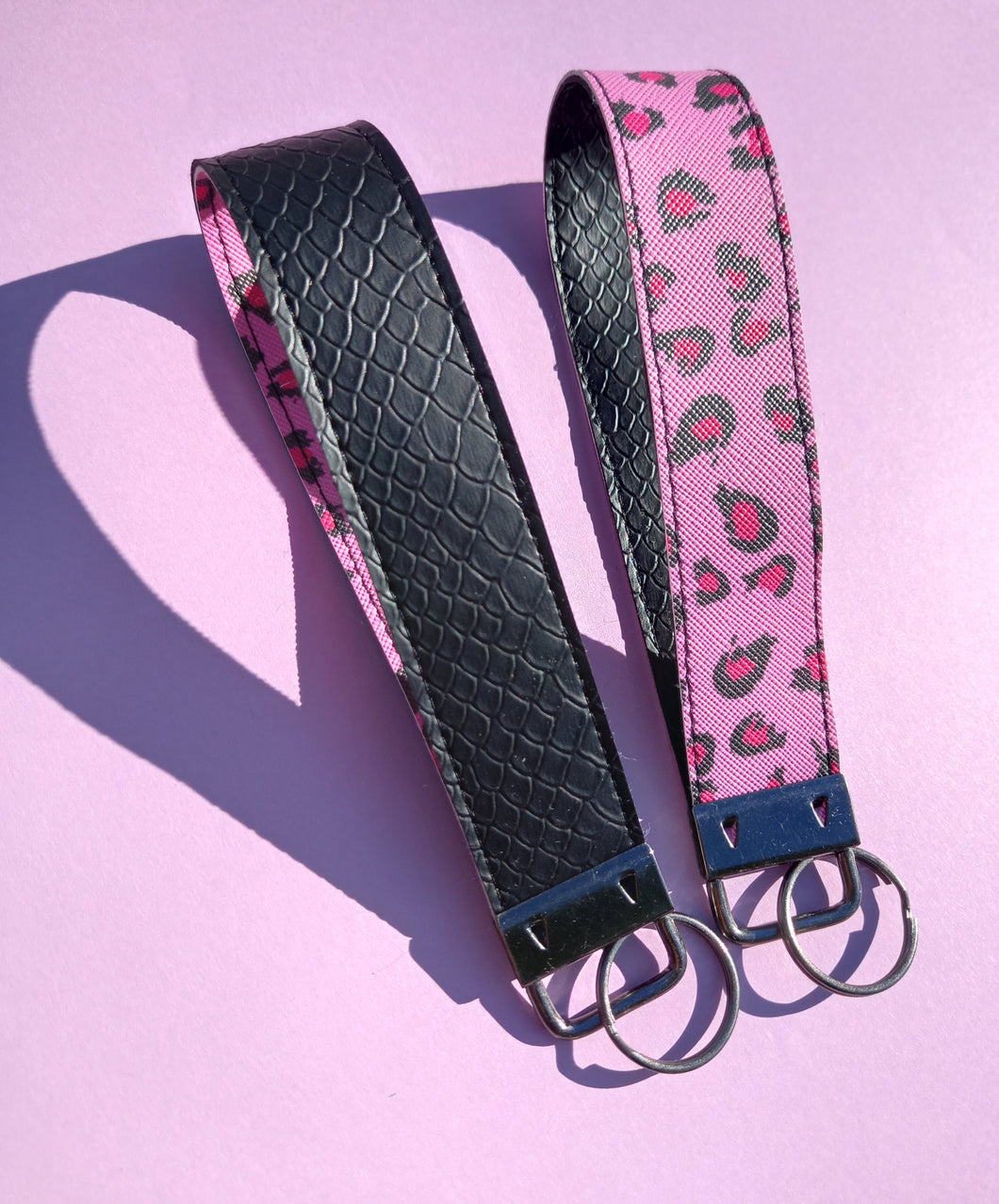 Pink Leopard Print Keychain Wristlet, Vegan Leather Animal Print Key Fob / by Sopo + Tahti