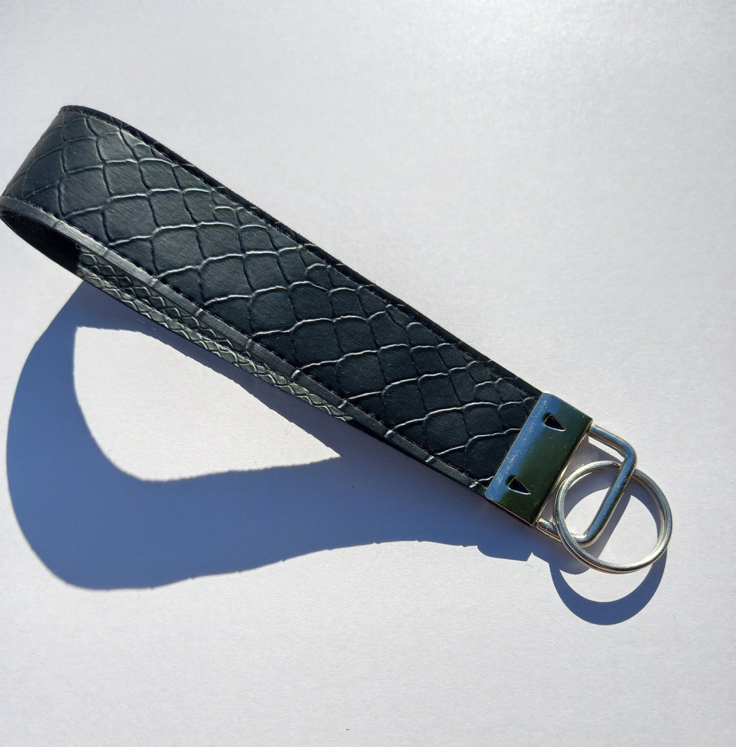 Vegan Snakeskin Keychain Wristlet, Vegan Leather Animal Print Key Fob / by Sopo + Tahti