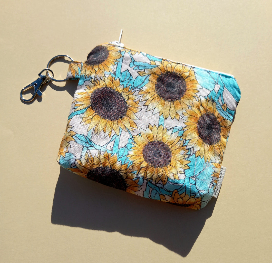 Sunflower Keychain Zipper Pouch, Coin Purse, Accessory Wallet / by Söpö + Tähti