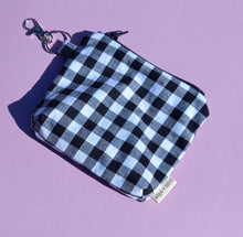 Load image into Gallery viewer, Black Gingham Keychain Zipper Pouch, Coin Purse, Accessory Wallet / by Söpö + Tähti
