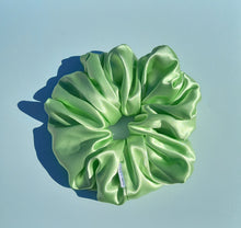 Load image into Gallery viewer, XL Scrunchie in Lime, Satin Scrunchie
