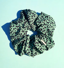 Load image into Gallery viewer, Green Leopard Print XL Scrunchie, Animal Print
