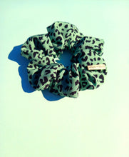 Load image into Gallery viewer, Green Leopard Print Large Scrunchie, Animal Print, Pistachio Lime
