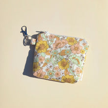 Load image into Gallery viewer, Dreamy Floral Cord Keychain Zipper Pouch, Corduroy Coin Purse, Accessory Wallet / by Söpö + Tähti
