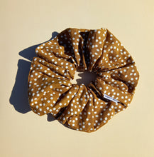 Load image into Gallery viewer, XL Scrunchie Mustard Yellow Spot, Linen Scrunchie Ethically Made in Australia
