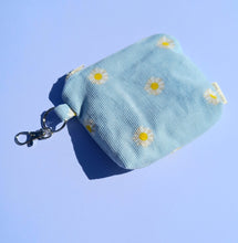 Load image into Gallery viewer, Daisy Cord Keychain Zipper Pouch, Corduroy Coin Purse, Accessory Wallet / by Söpö + Tähti
