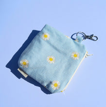 Load image into Gallery viewer, Daisy Cord Keychain Zipper Pouch, Corduroy Coin Purse, Accessory Wallet / by Söpö + Tähti
