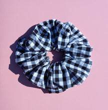 Load image into Gallery viewer, Black Gingham XL Scrunchie, XL Cotton Scrunchie
