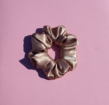 Load image into Gallery viewer, Champagne Large Scrunchie, Honey Nude Brown Satin Scrunchie
