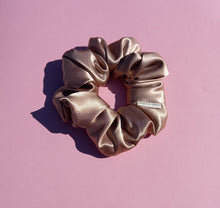 Load image into Gallery viewer, Champagne Large Scrunchie, Honey Nude Brown Satin Scrunchie
