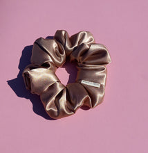 Load image into Gallery viewer, Champagne Large Scrunchie, Honey Nude Brown Satin Scrunchie
