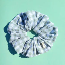 Load image into Gallery viewer, XL Scrunchie in Sage Gingham, Linen Scrunchie
