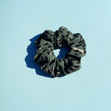 Load image into Gallery viewer, Green Leopard Print Large Scrunchie, Animal Print, Tortoise Style
