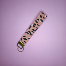Load image into Gallery viewer, Blush Leopard Print Keychain Wristlet, Abstract Animal Print Key Fob / by Söpö + Tähti
