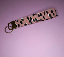 Load image into Gallery viewer, Blush Leopard Print Keychain Wristlet, Abstract Animal Print Key Fob / by Söpö + Tähti
