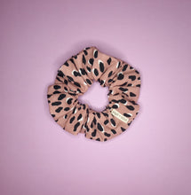 Load image into Gallery viewer, Dark Blush Drill Leopard Scrunchie, Abstract Animal Print by Söpö &amp; Tähti / Sopo + Tahti
