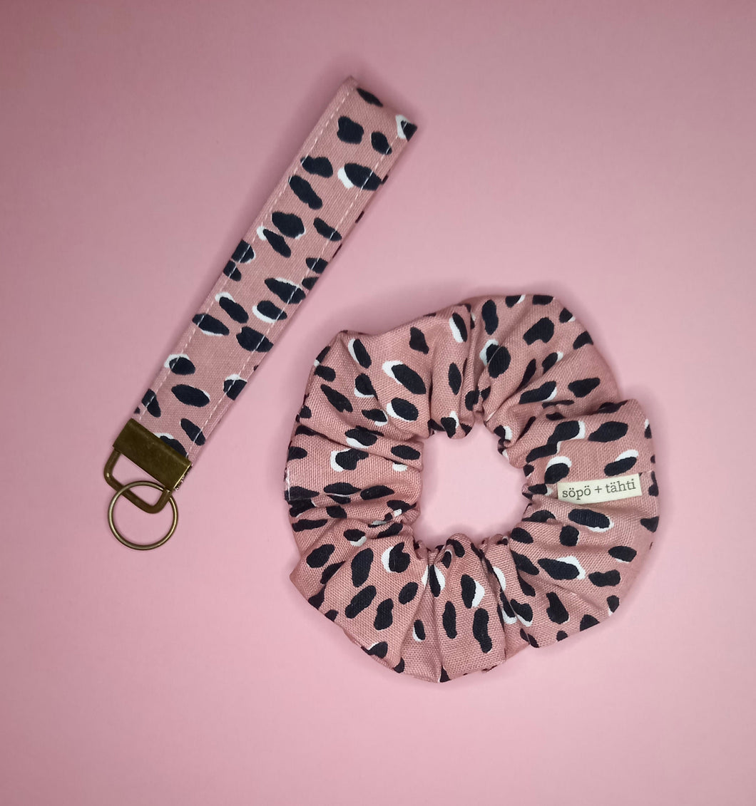 Scrunchie & Wristlet Set, Dark Blush Drill Leopard, Abstract Animal Print by Söpö & Tähti / Sopo + Tahti