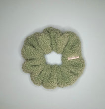 Load image into Gallery viewer, Matcha Green Lattè Plush Teddy Scrunchie, Sage Furry Fuzzy Scrunchie in Teddie Plush
