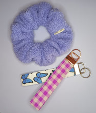 Load image into Gallery viewer, Electric Pink Plaid Gingham Print Keychain Wristlet, Key Fob / by Söpö + Tähti
