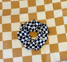 Load image into Gallery viewer, Checkered Large Scrunchie, Checked scrunchie, Checkerboard Scrunchie, Ethical scrunchies Made in Australia by Sopo &amp; Tahti
