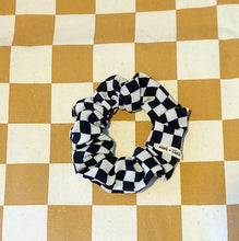 Load image into Gallery viewer, Checkered Scrunchie, Regular Checked scrunchie, Checkerboard Scrunchie, Ethical scrunchies Made in Australia by Sopo &amp; Tahti
