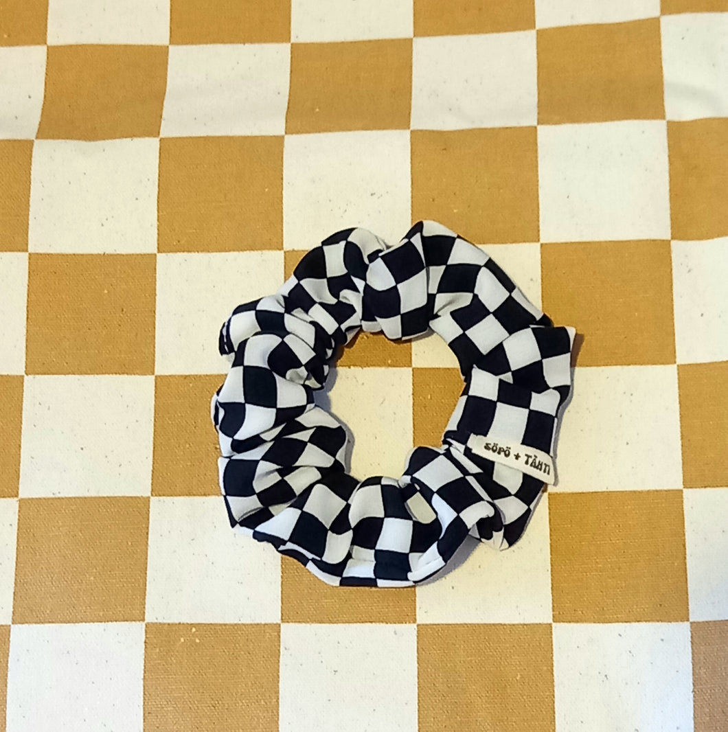 Checkered Scrunchie, Regular Checked scrunchie, Checkerboard Scrunchie, Ethical scrunchies Made in Australia by Sopo & Tahti